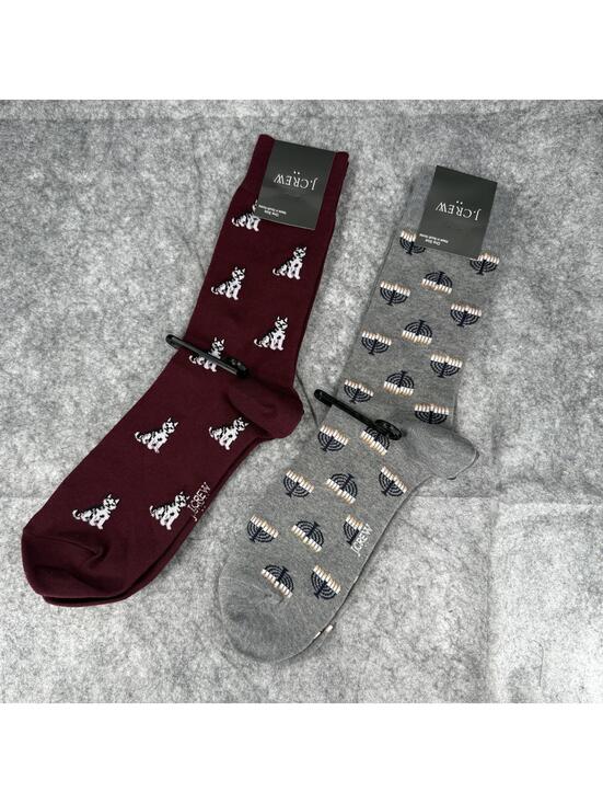 J. Crew Other - Bundle of 2 J. Crew Lightweight Dress Socks Menorahs Dogs Gray Burgundy 928